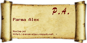 Parma Alex névjegykártya